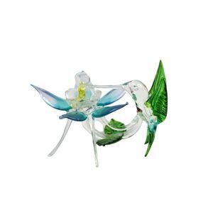 Hanging hand Blown Art Glass Humming Bird With Flower